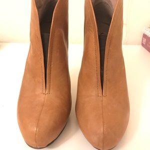 Camel stiletto heel booties